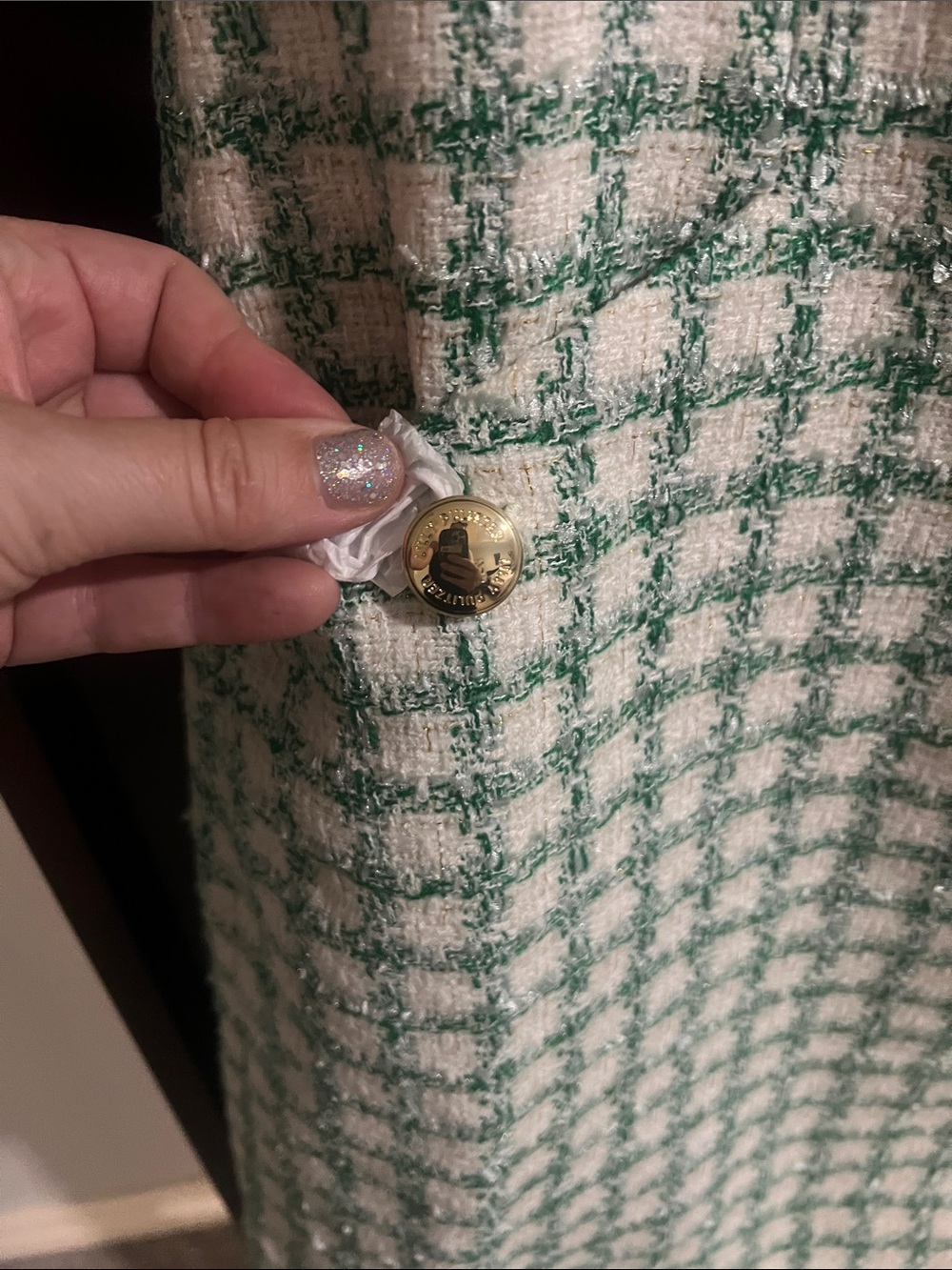 Lilly Pulitzer Green & White Tweed Sleeveless Shift Dress - Picture 5 of 6